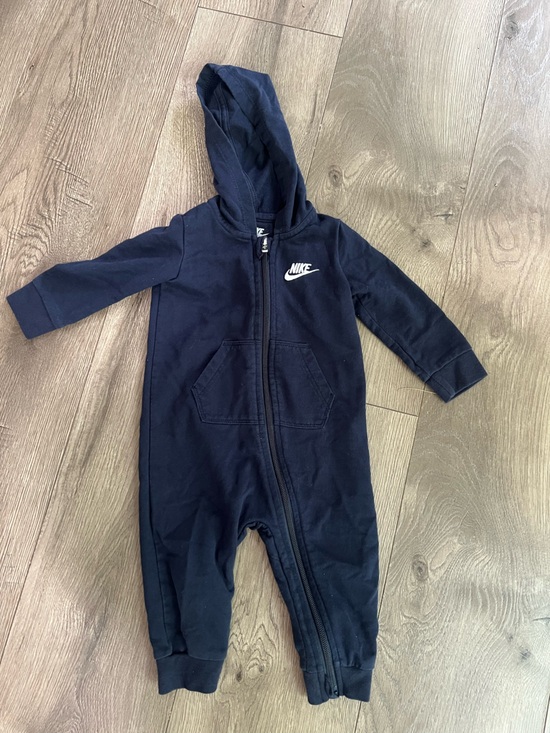 Nike Other - Nike Kids Navy Hooded Zip Romper with Logo